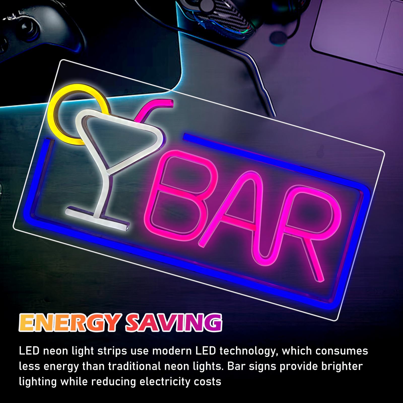 SUNOYA Placa de neón LED para bar, señalización para pubs, decoración de pared, 42 x 22 cm