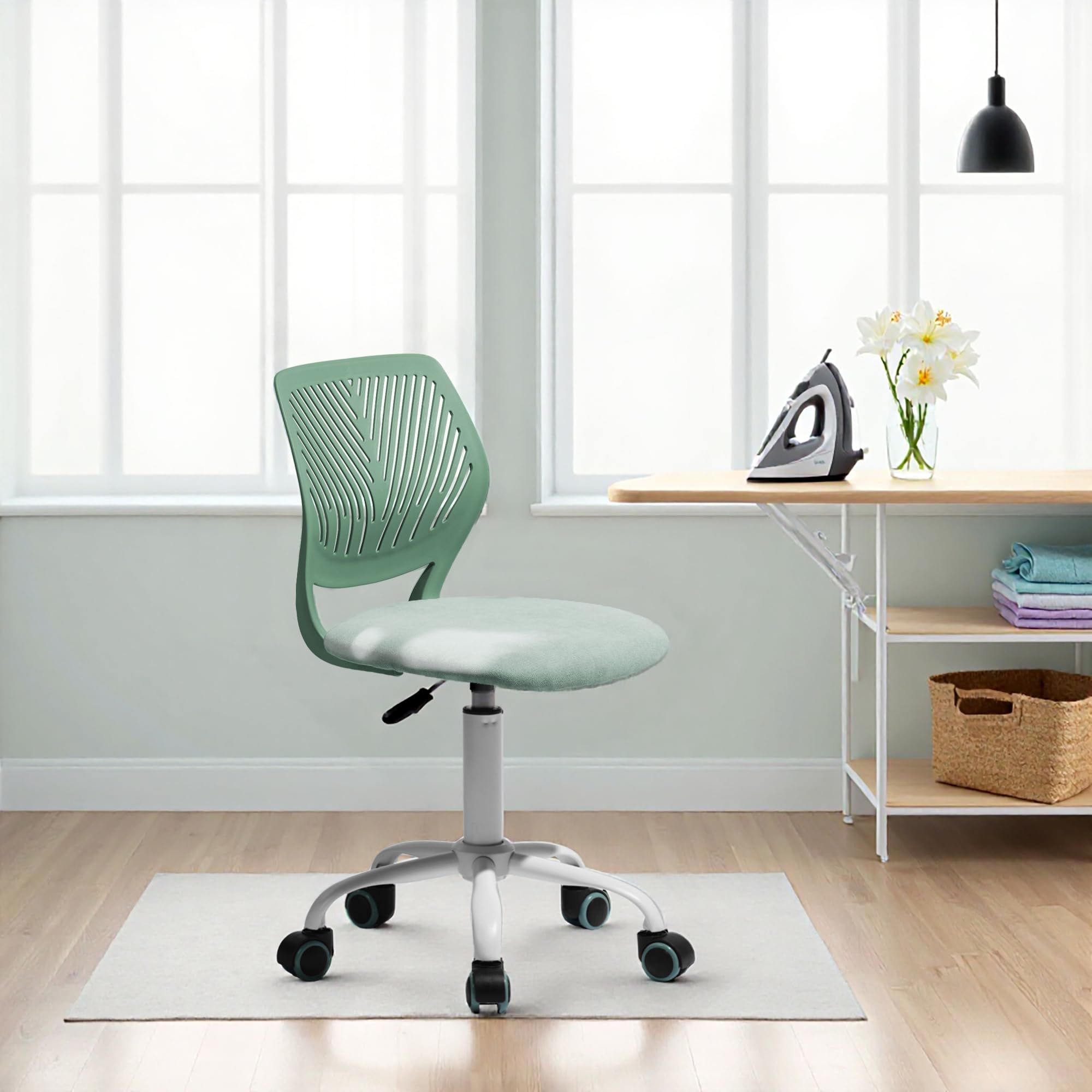 HOMYLIN Bügelstuhl mit Rollen, Ergonomischer höhenverstellbarer Stuhl