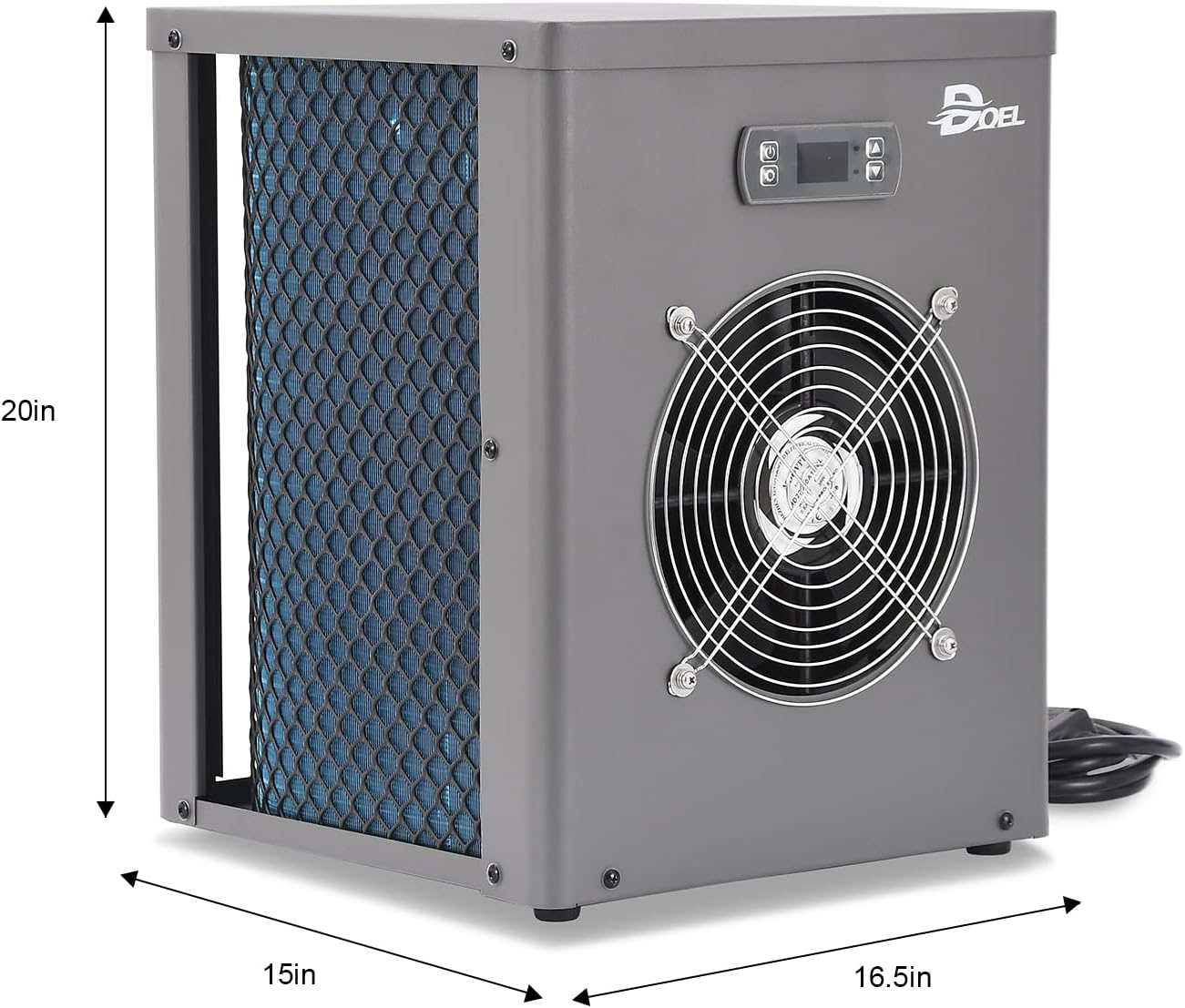 DOEL 11800 BTU Mini Swimming Pool Heat Pump for Above-Ground Pools, 3.45 kW Electric Pool Heater with Titanium Heat Exchanger, 110V 60Hz