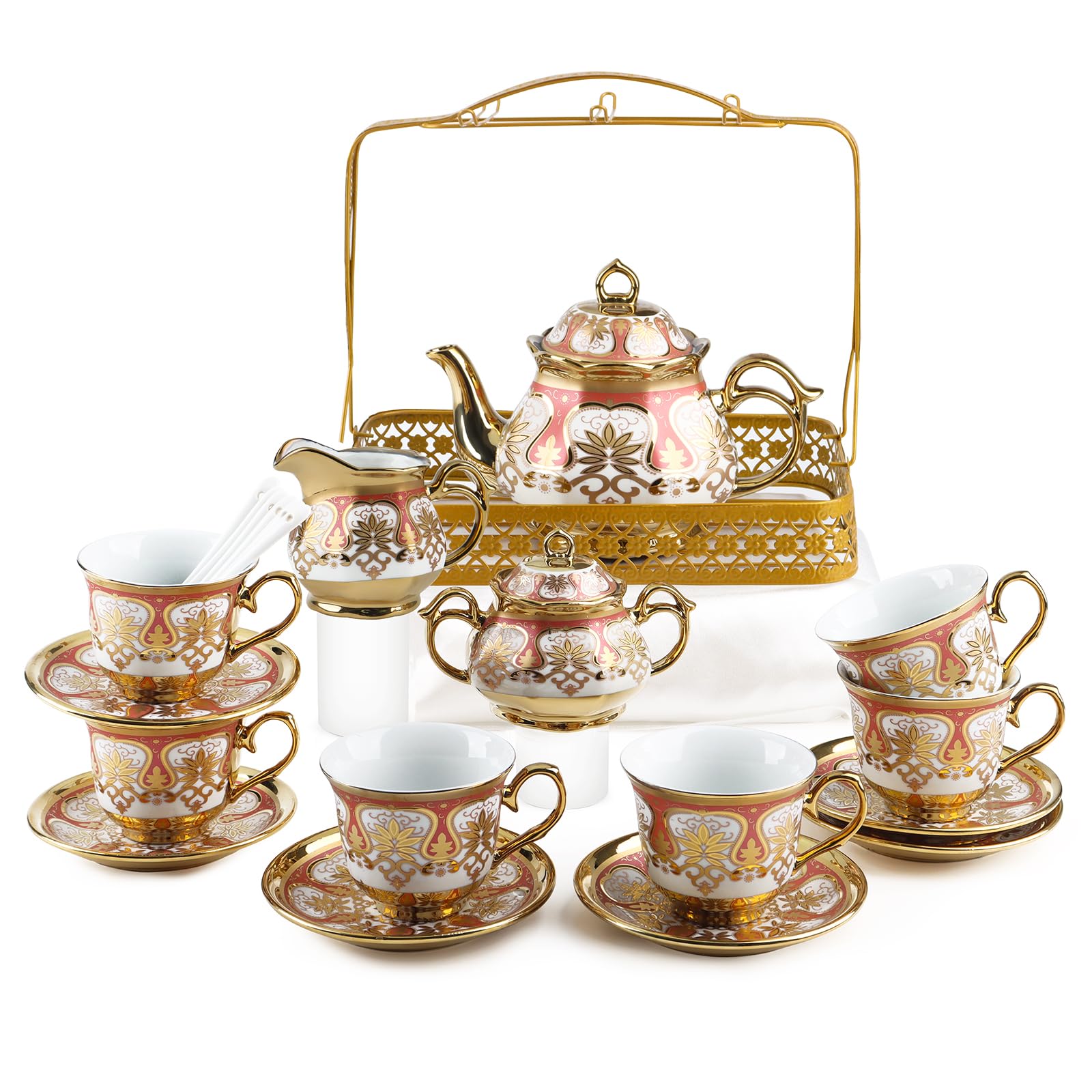 Service à thé de l'après-midi vintage TeamSky tasses porcelaine 6 personnes