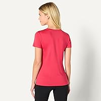 Vista 104 de Yaxa Essentials Camiseta de manga corta con cuello redondo para mujer, de secado rápido, para entrenamiento, gimnasio, paquete múltiple Tinte