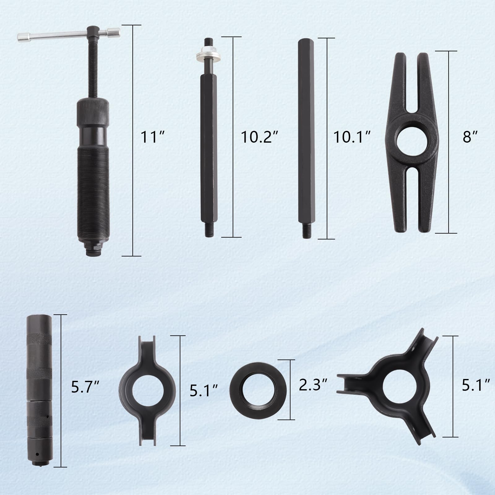 Zestaw ściągaczy hydraulicznych, 2-ramiennych i 3-ramiennych, 22-częściowy. 10 ton siły ściągającej, ściągacz do kół zębatych