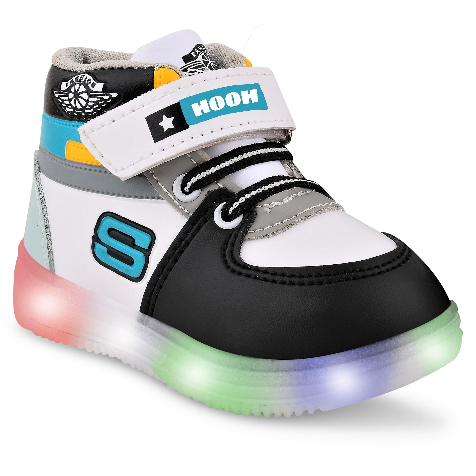 Hooh Kids Unisex Fashionable LED Lights Unisex Sneakers and Walking Shoes for Boys and Girls of Age 2 Years to 6 Years (Black & Green, 3 Years) (B0CCLKL2D6) Amazon Price History, Amazon Price Tracker
