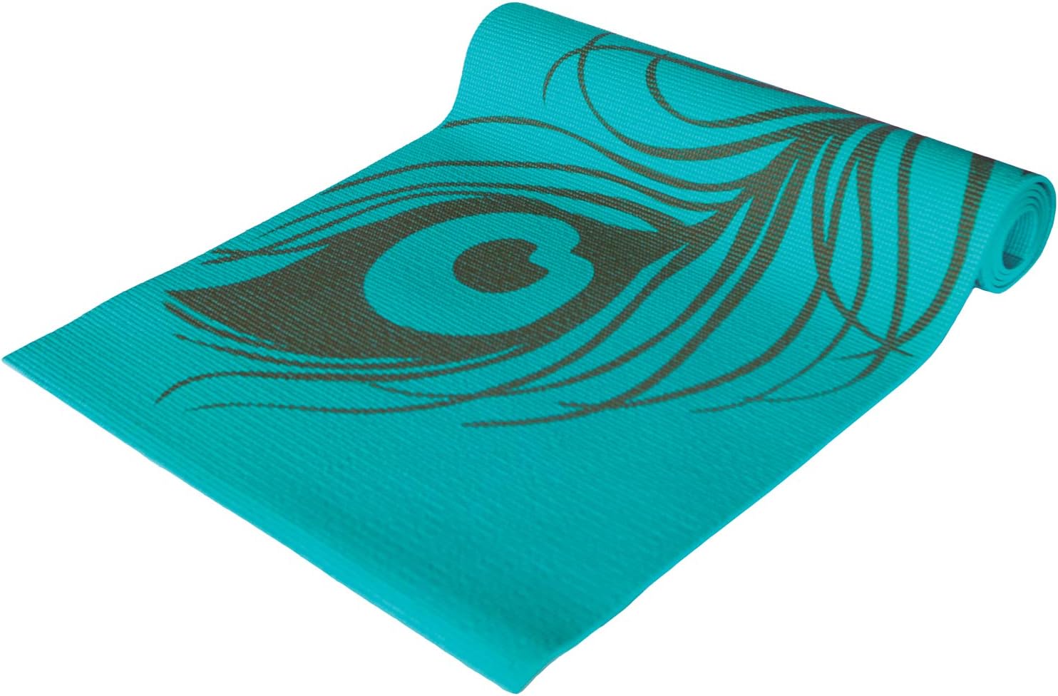 Wai Lana Yoga and Pilates Mat (Peacock Feather, Aqua)- 1/4 Inch Extra Thick Non-Slip Stylish, Latex-Free, Lightweight, Optimum Comfort