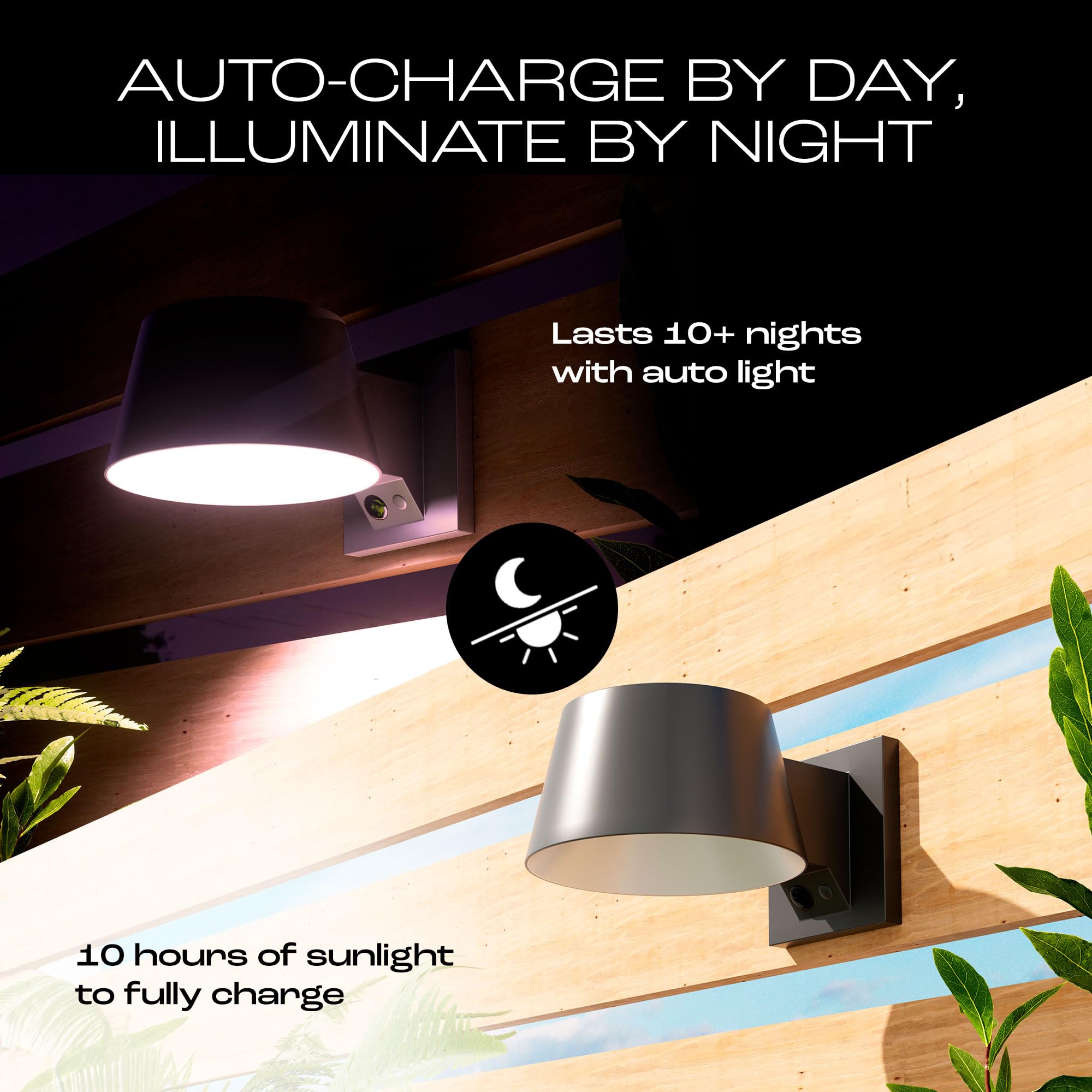 Zolara Outdoor Solar Wall Light, PIR Motion Sensor Lamp, 4 Modes