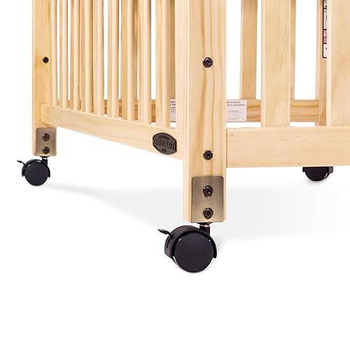 Miniatura 9 de Child Craft Bristol Professional Series Cuna portátil compacta de madera con colchón de 3 pulgadas y ruedas ultra silenciosas, construcción de