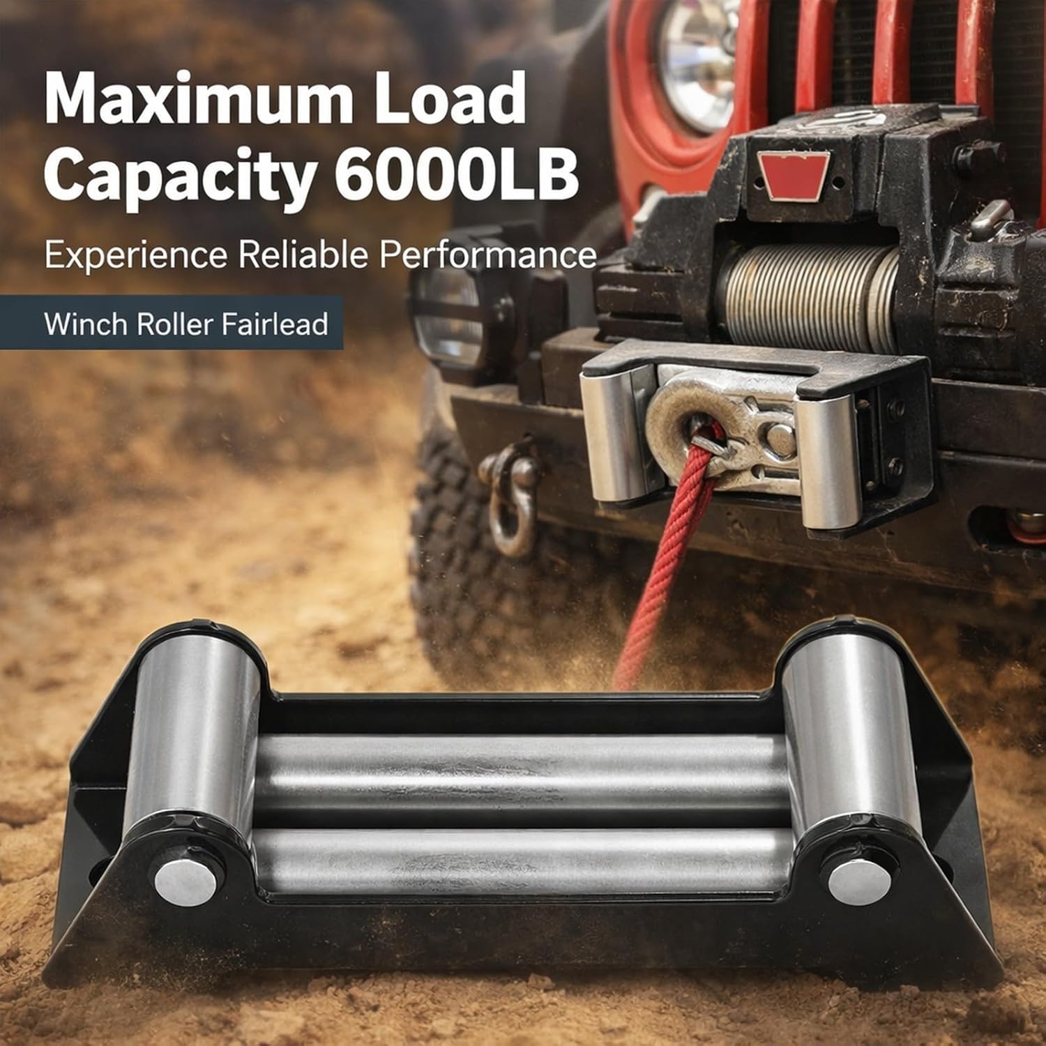 Winch Roller Fairlead 6000LB Load Bearing, High Strength Steel, 8.94 Inch Cable Guide - Heavy Duty, Oxidation Proof, Easy Installation for Industrial and ATV Use