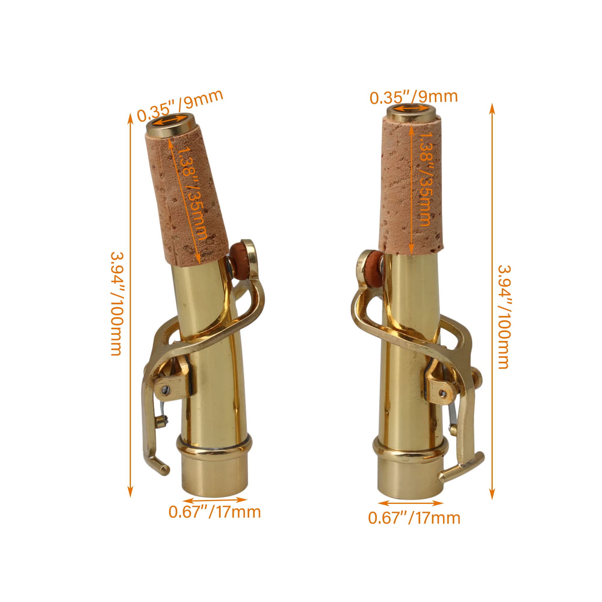 Lot de 2 accessoires de saxophone en métal doré et bois pour saxophone soprano 10 x 3 cm