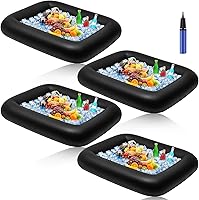 Vista 1 de Leitee 4 barras inflables de verano para servir y una bomba de mano, bandeja de servir para bufé de hielo, enfriador inflable con tapón de drenaje