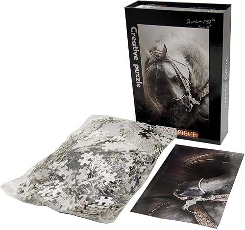 Miniatura 3 de Rompecabezas de caballo español de pura sangre de 1000 piezas para adultos, rompecabezas de paisaje, estilo de arte de arte, regalo de bricolaje