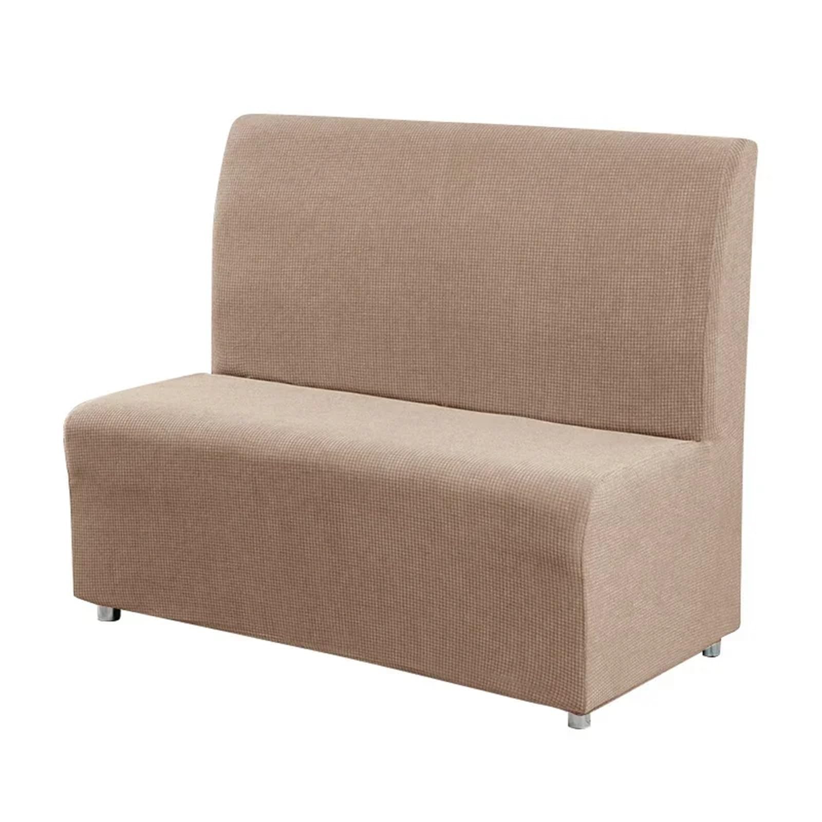DHYUACN Armless Sofa Slipcover Solid Color Jacquard Sofa Cover Stretch Armless Seat Couch Slipcovers for Bar Cafe Hotel Decor(Khaki)