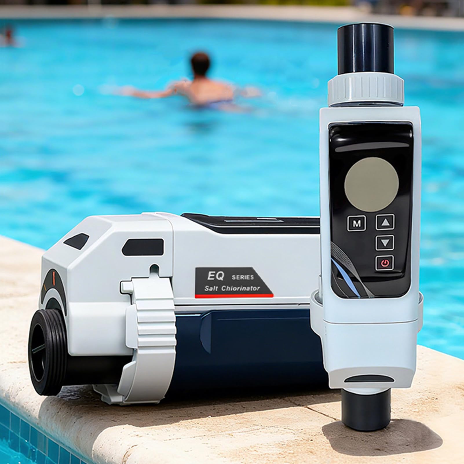 Sistemas De CloracióN Inteligente Para Piscinas De Agua Salada Control Por AplicacióN Y Placa De Titanio Autolimpiante, WiFi Generador De Cloro Salino Para Piscinas De Hasta 42,000 Galones 24g/h