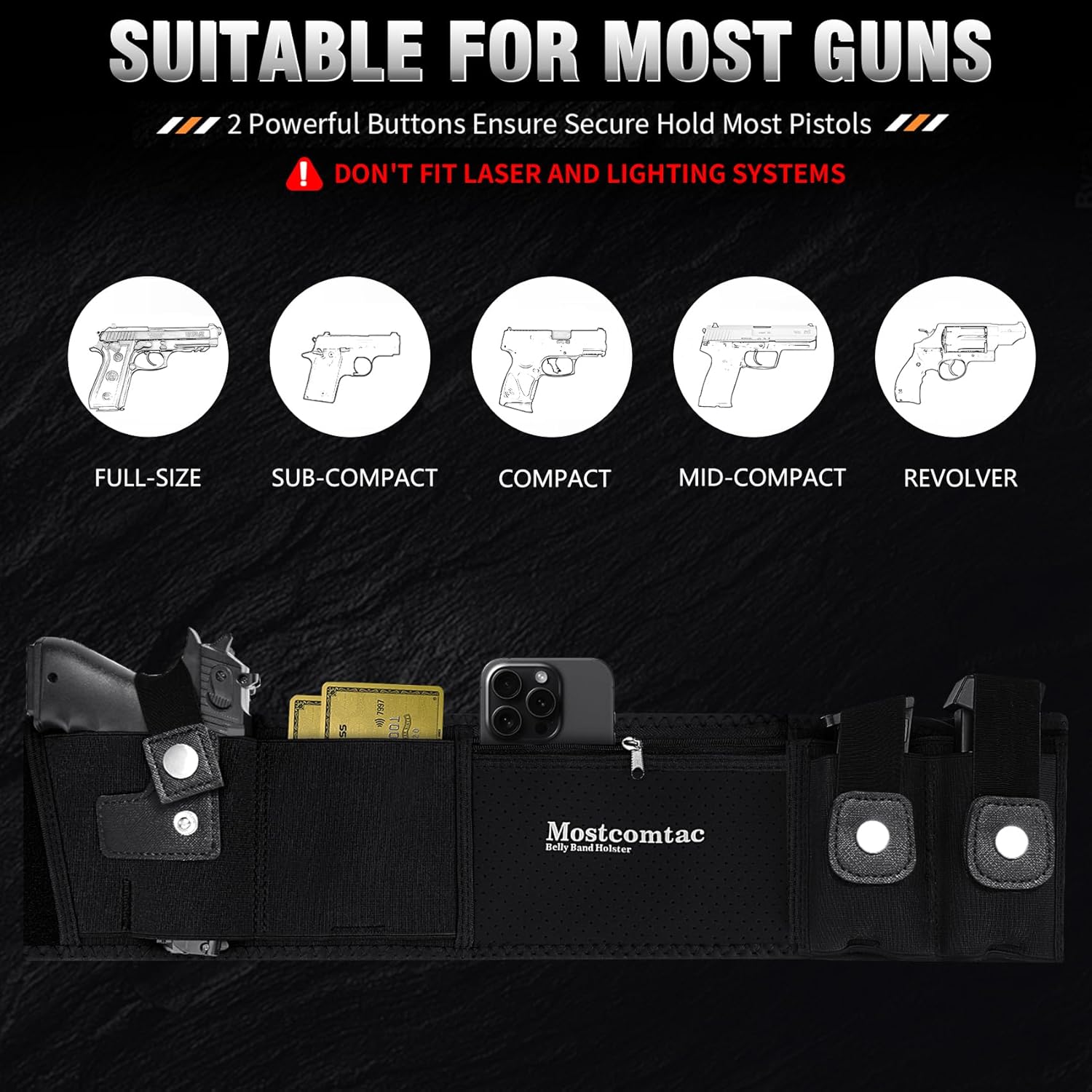 Belly Band Holster for Men & Women - Comfortable Carry Gun Holster with Breathable Neoprene, Fits Glock 17-43X, Taurus, Ruger LCP, S&W M&P Shield for Most Pistols and Revolvers - Image 5