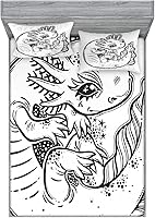 Vista 33 de Ambesonne Island Map - Juego de sábanas bajeras y fundas de almohada, mapa del tesoro súper detallado, diseño de piratas rústicos grungy, tema