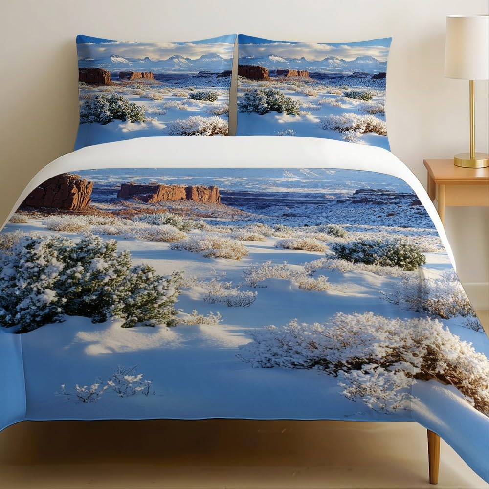 Housse de couette 200x200 paysages 3D parure lit enfant microfibre avec taies