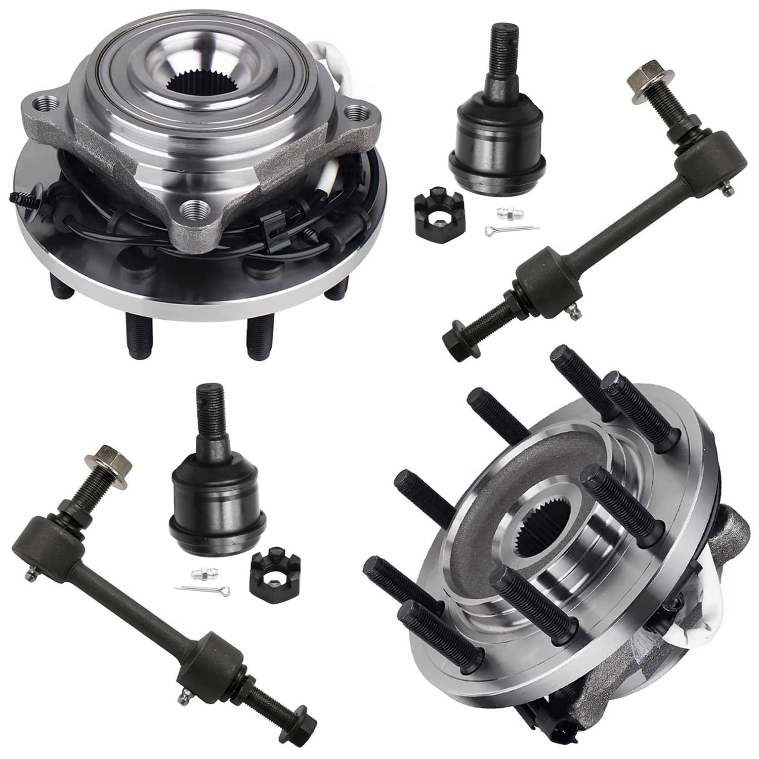Detroit Axle - 6pc Front Wheel Bearing Hubs Kit for 2014-2018 Ram 2500