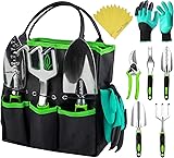 GROWIT Heavy Duty Gardening Tools - 22-Piece Gardening Gifts for Women, Men, Mom, Dad - Durable, Ergonomic Garden Tools Set Green