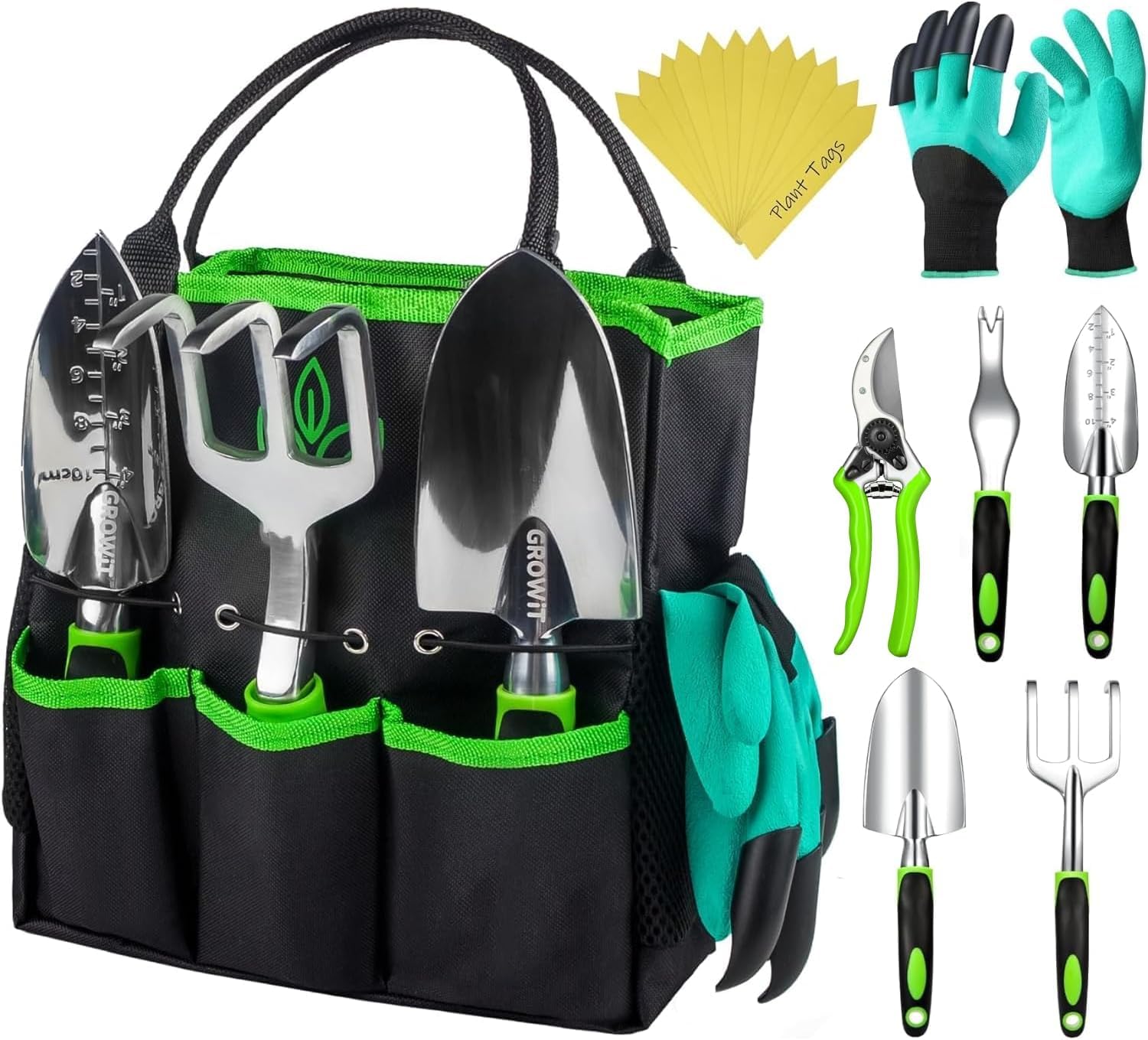 Heavy Duty Garden Tool Set - Gardening Tools Set with Bag and Non-Slip Rubber Grip - Garden Hand Tools Kit | Planting Tools Rust-Proof Gardening Kit Gifts for Women and Men
