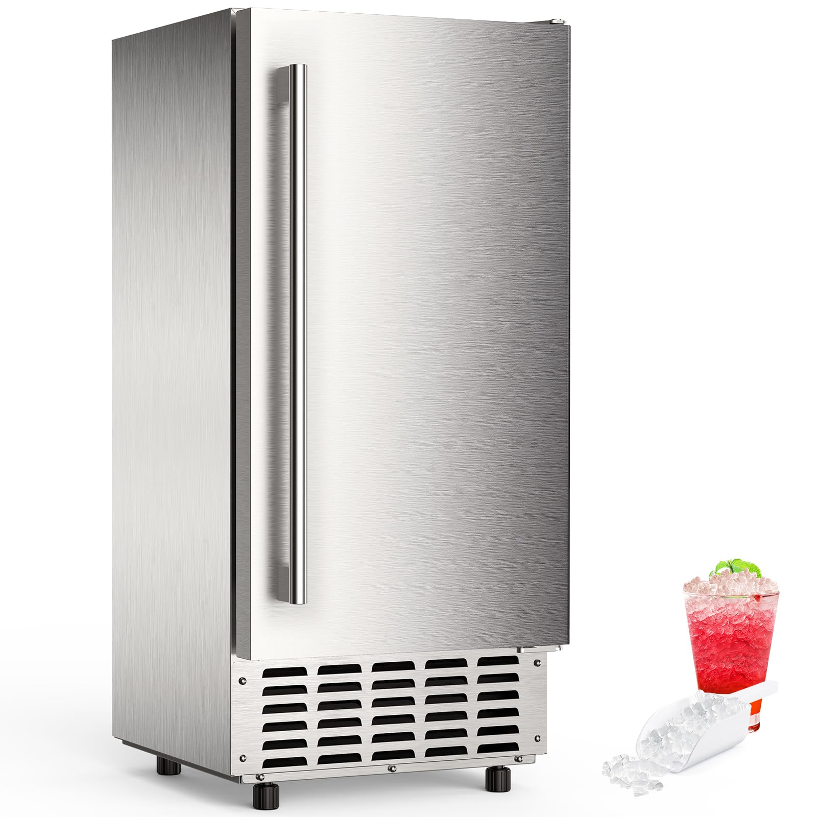 Photo 1 of ***UPDATED 6/13*** Electactic Nugget Ice Maker Machine, Under Counter Ice Machine,Stainless Steel Built-in Freestanding Ice Maker,66Lbs/Day,LCD Panel/Self-Clean/24H Timer,for Home Kitchen Office Bar Party