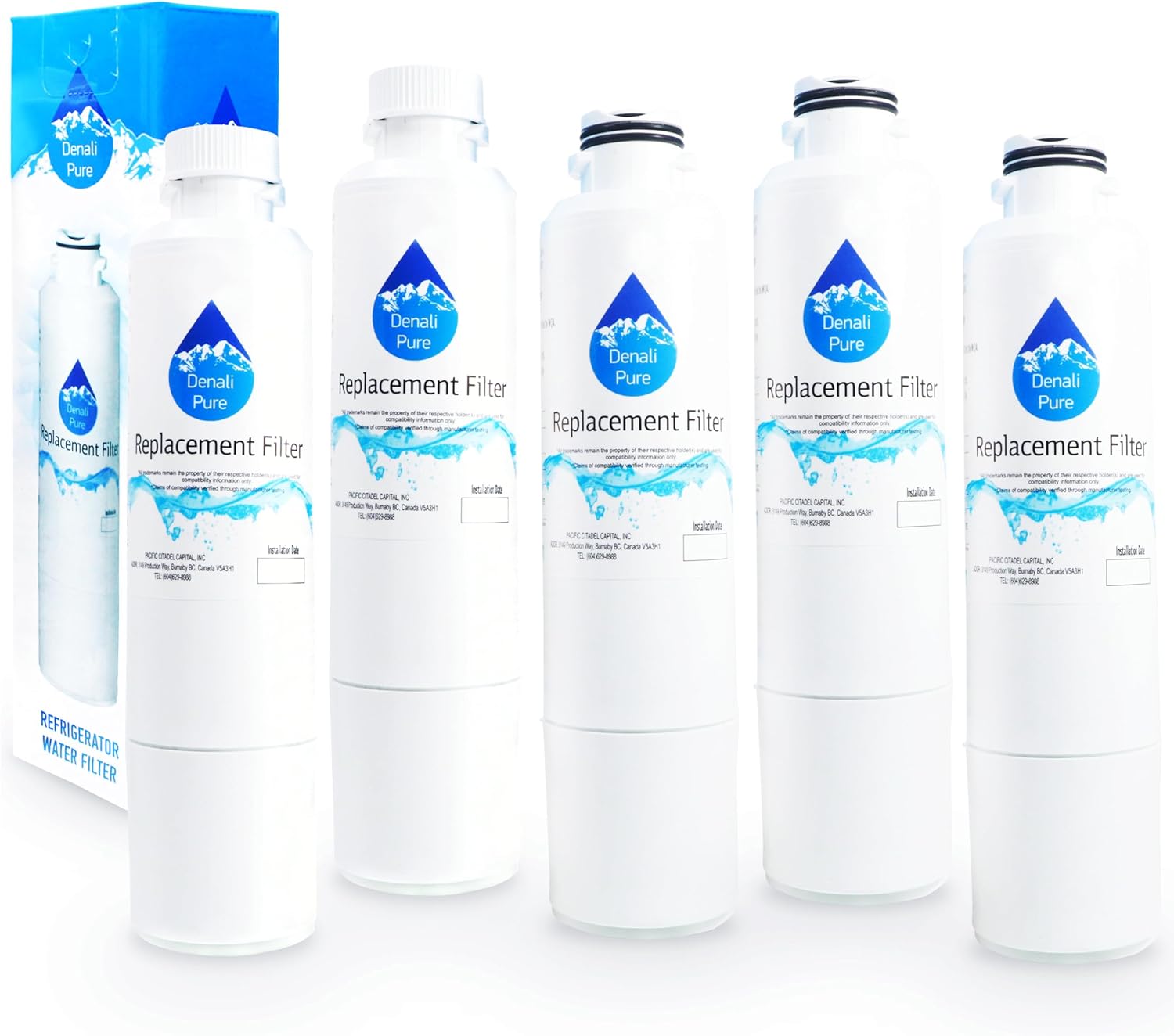 5-Pack Replacement for Samsung RF25HMEDBSR Refrigerator Water Filter - Compatible with Samsung DA29-00020B, DA29-00020A, HAF-CIN Fridge Water Filter Cartridge