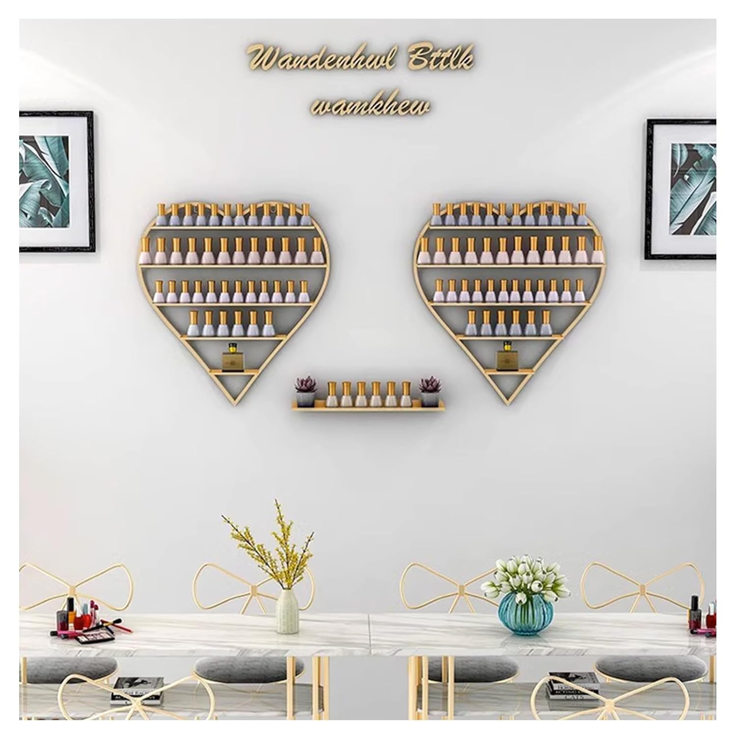 ZBJDX Metal Nail Polish Bottle Holder Wall Rack Nail Polish Organizer Heart-Shaped Display Shelves for Salon Shop Living