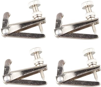 4PCS Violin Fine Tuners Large Size Violin Replacement Parts for 4/4-3/4 Violin Anti Rust Durable Metal String Adjuster Nickel Plated Anti Rust Silver