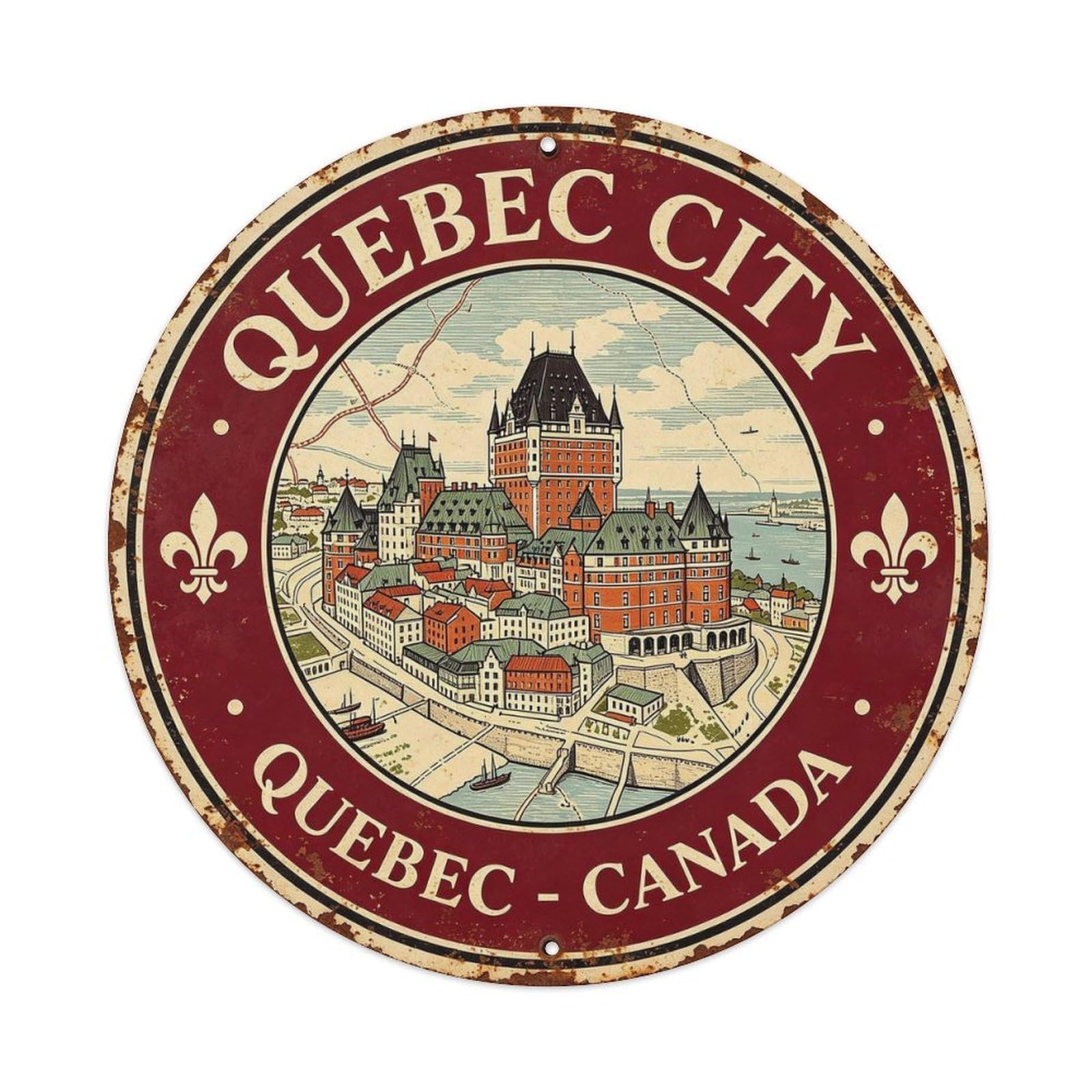 Quebec City Metal Tin Sign Plaque