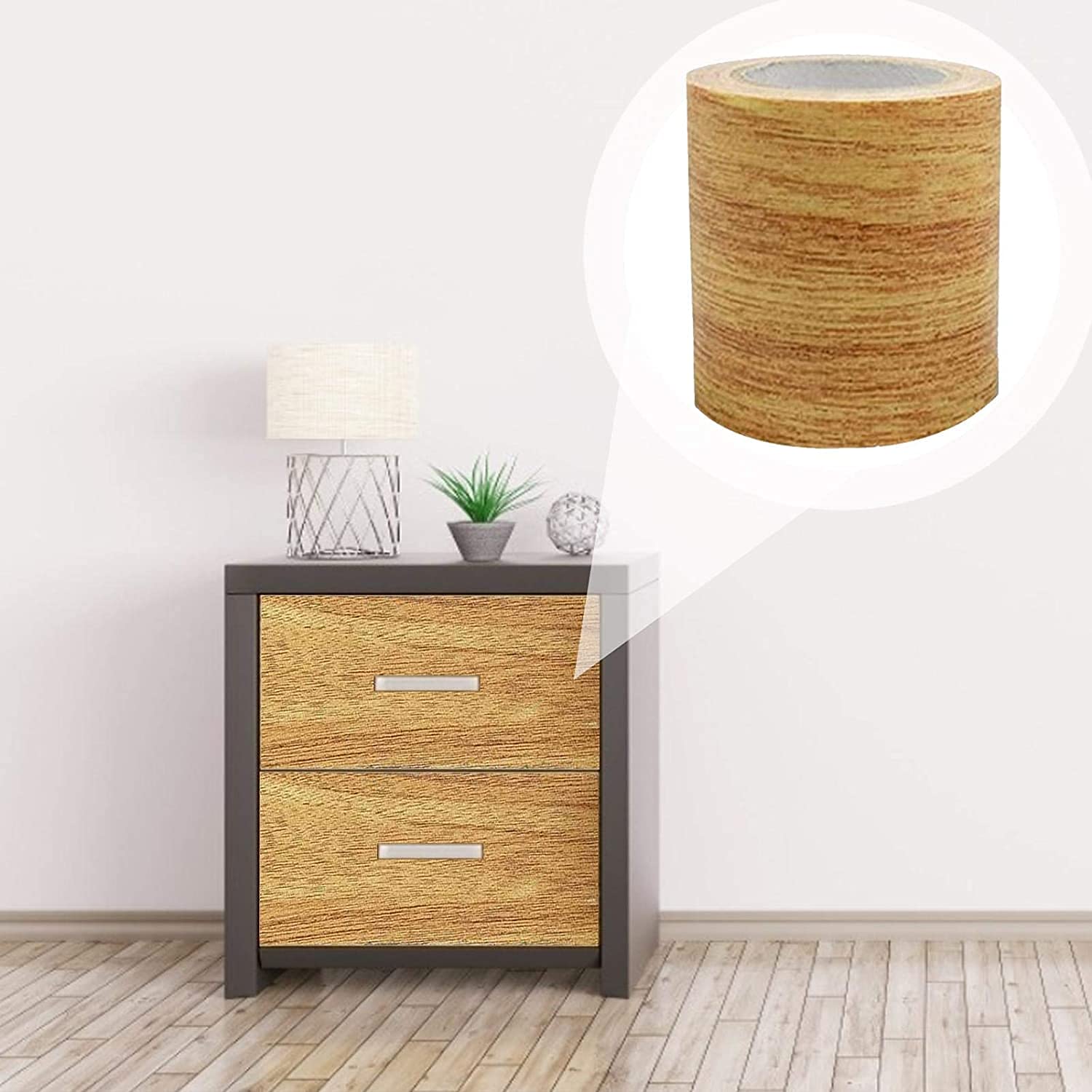 Cinta de Reparación Con Efecto de Madera Impermeable Para Suelos Laminados - Adhesiva, Simulación de Grano de Madera Para Arañazos