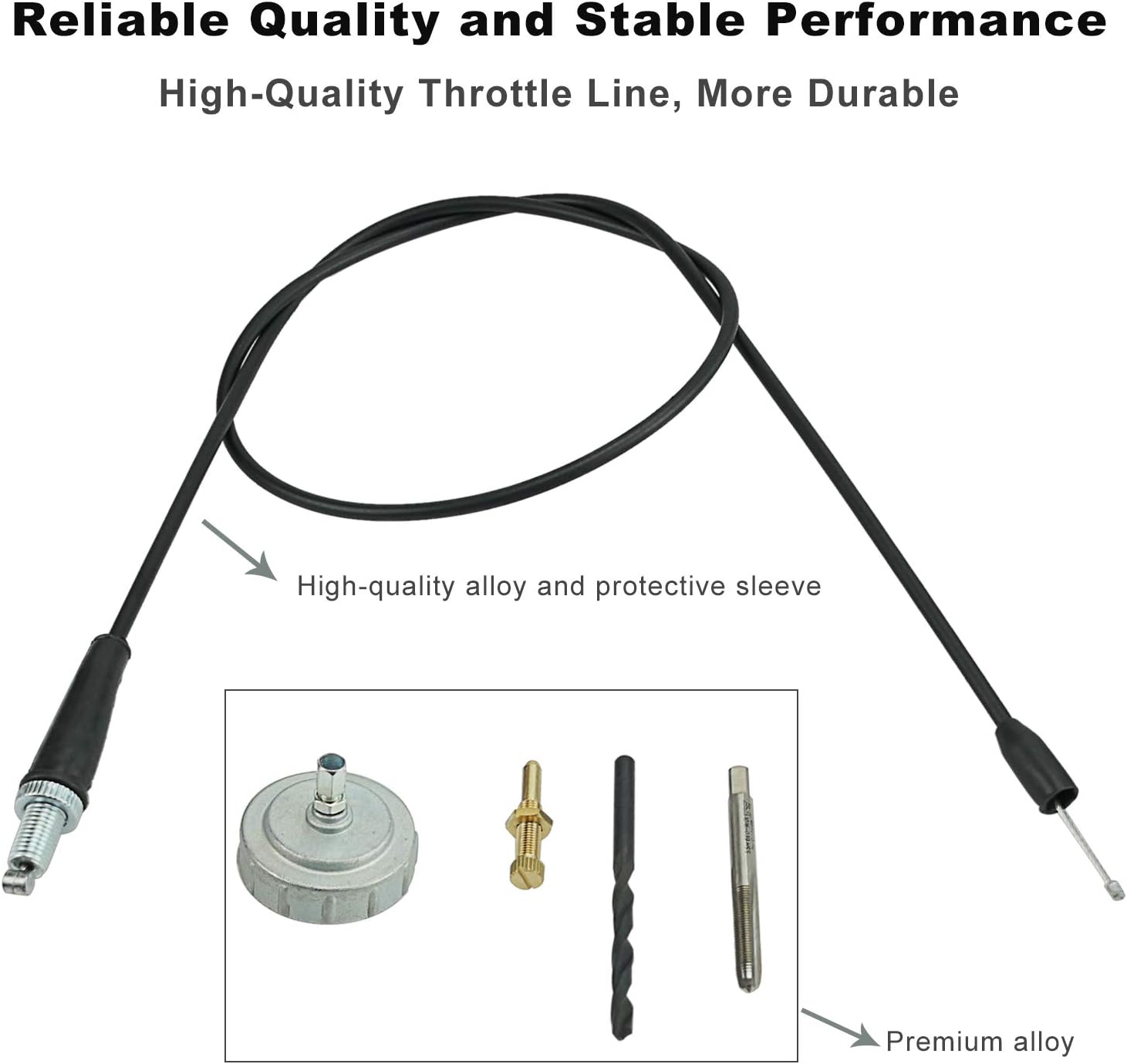 Throttle Cable Kit, Fits for Yamaha Blaster 200 1988-2006, Removal Eliminator Kit Including Throttle Cable Cap Idle Screw, Replace 2XJ-26311-01-00