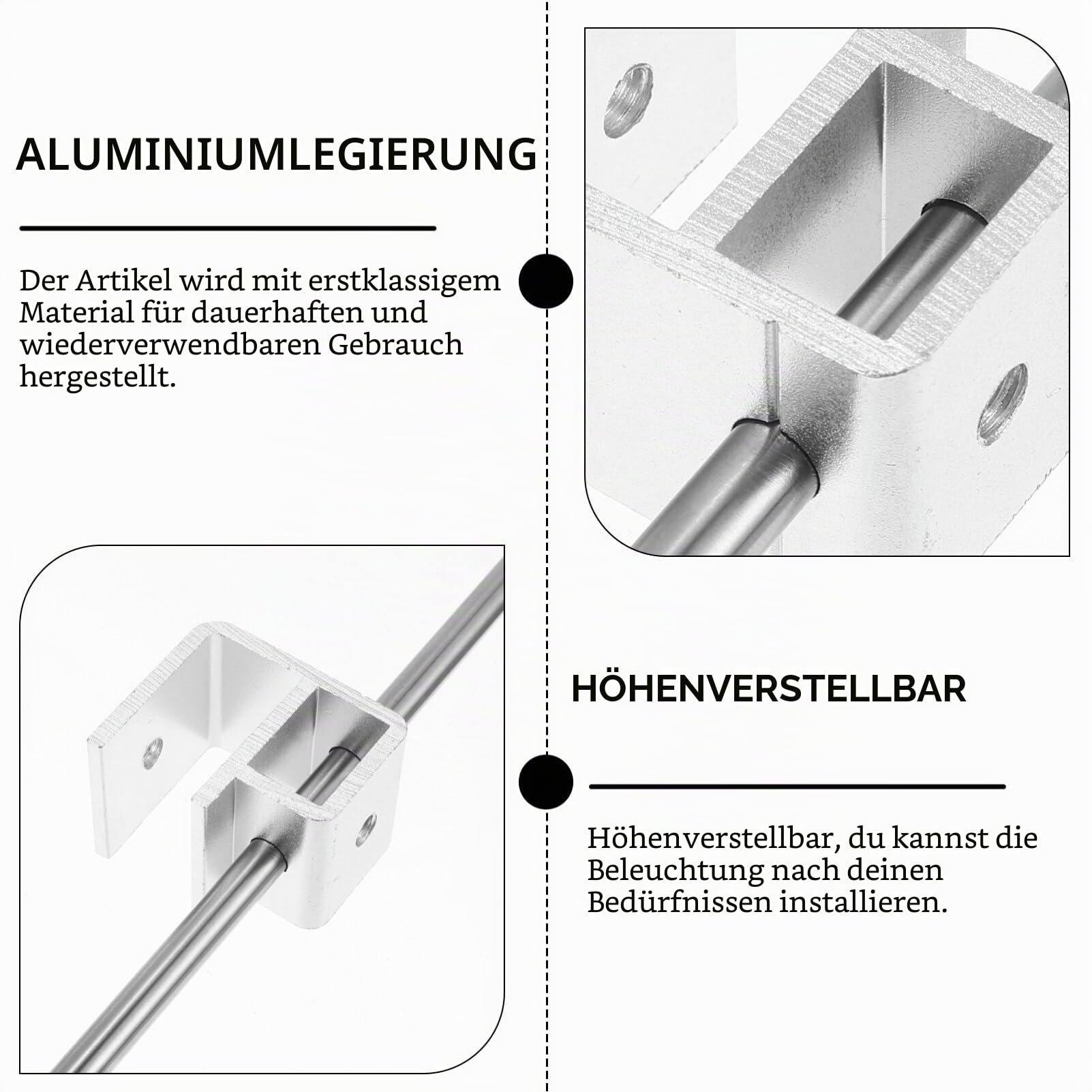 ULTECHNOVO Aquarium-Lichtstativ, Universelles Aquarium-Lichtarm-Montageset Aus Aluminiumlegierung Hängende Beleuchtungshalterung für Aquarien Geeignet für Einsiedlerkrebse Schildkröten Fische