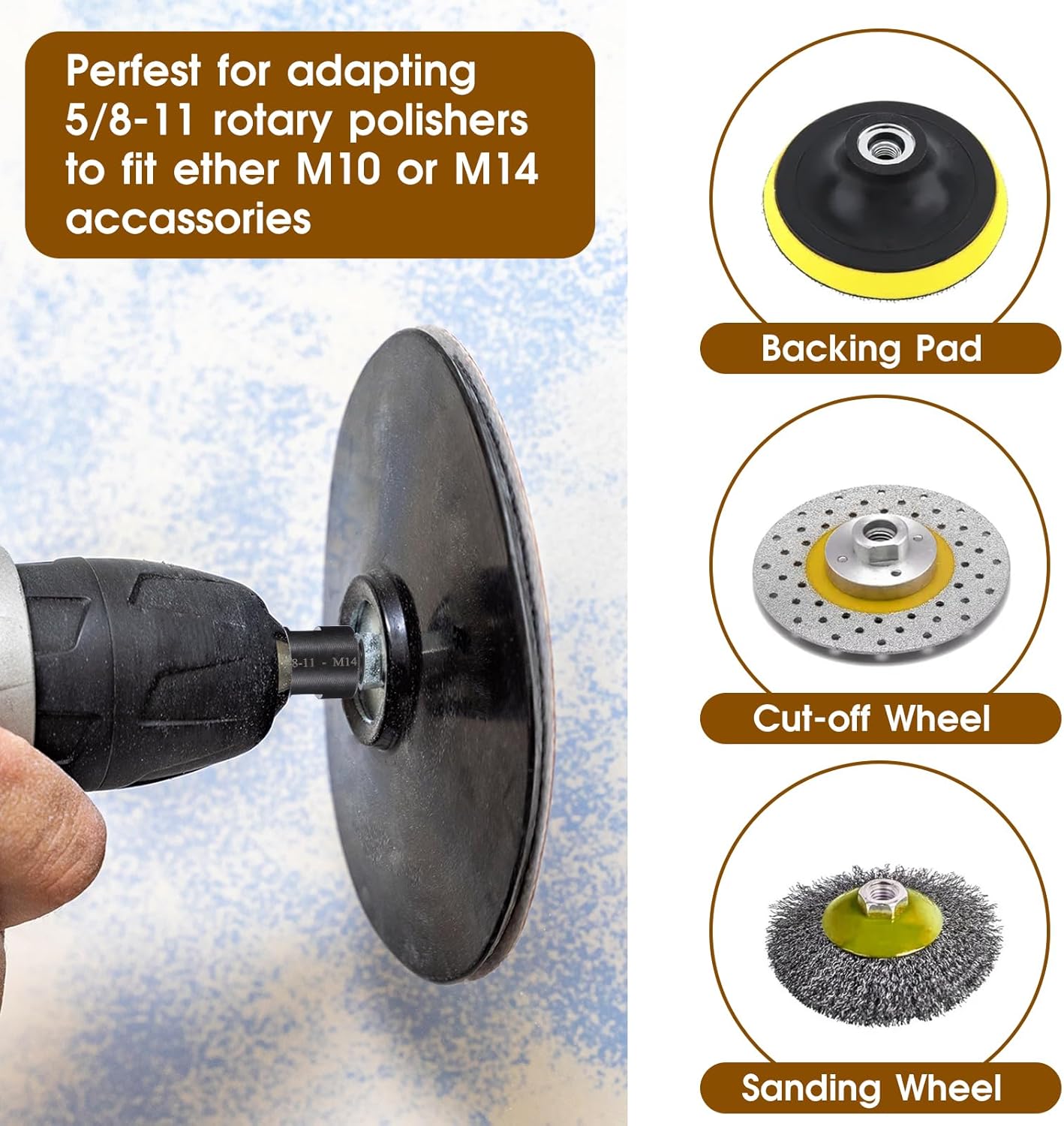 Angle Grinder Adapter, 2 Pcs Angle Grinder Attachment Converter 5/8"-11 Female to M10/M14 Male, Interface Connector Adapter for Angle Grinder Polisher Drill Bit Connecting Tool