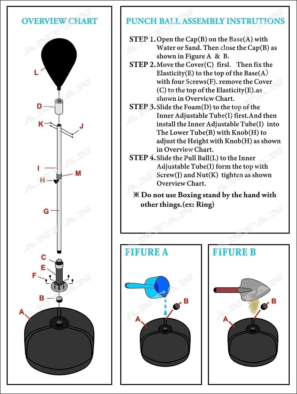 Reflex Bag Speed Punching Bag with Adjustable Height Free Standing Punching Bag Strong Durable Spring Withstands Tough Hits for Adults & Teenagers (Black) : Sports & Outdoors