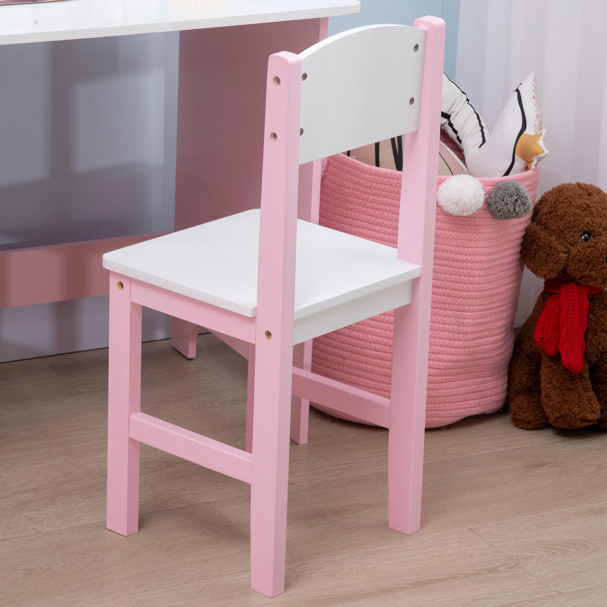HOMCOM Ensemble Table et Chaise pour Enfant avec Tableau Blanc - Bureau pour Enfant +5 Ans 90L x 45l x 85H cm Rose
