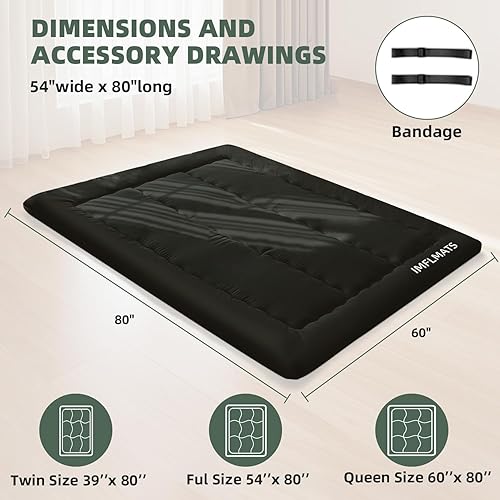 Miniatura 2 de Colchón japonés de futón, colchón plegable de tatami de 3 pulgadas para adultos y niños, 100% espuma de alta densidad, cómodo colchón de suelo