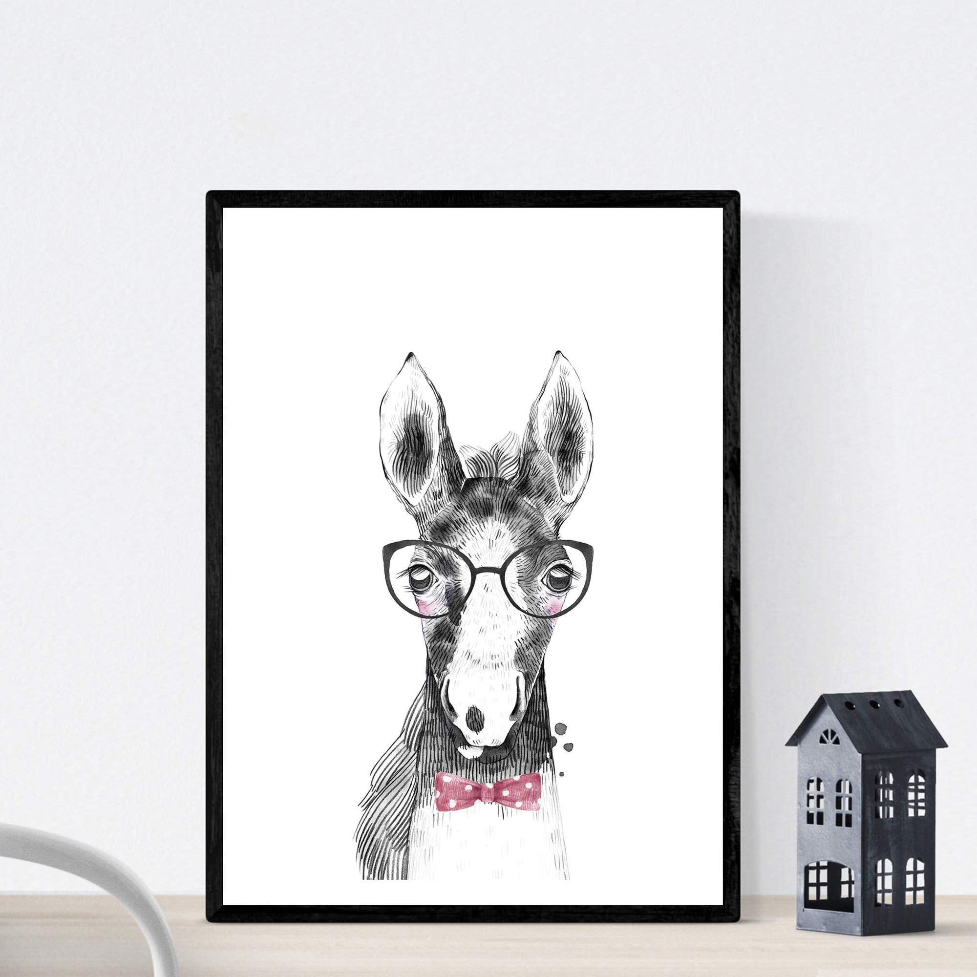Nacnic Baby Horse Children's blade with glasses and bow tie Children's Poster Size A3 Frameless, Model 3 - Image 4