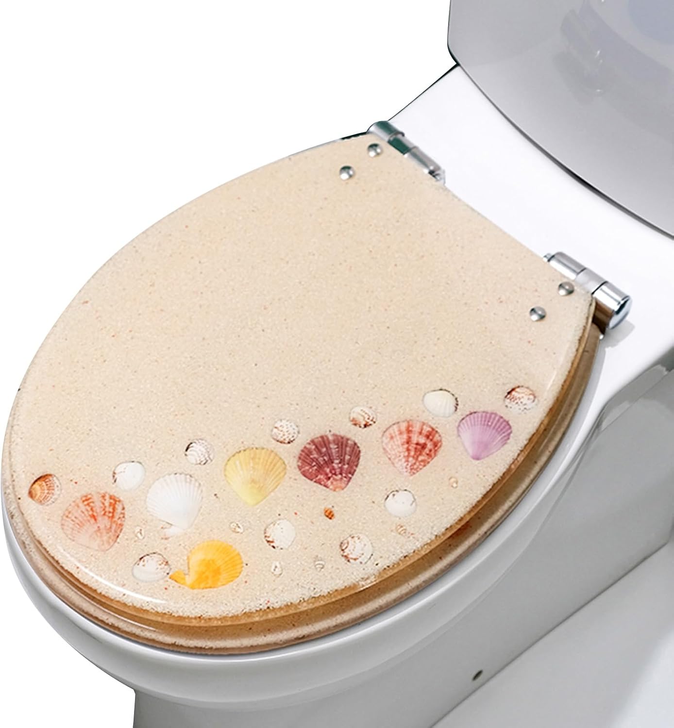 WC Toilet Lid,Resin Toilet Seat with Cover,Quiet-Close Release Hinges, Quick-Attach Hardware(11)