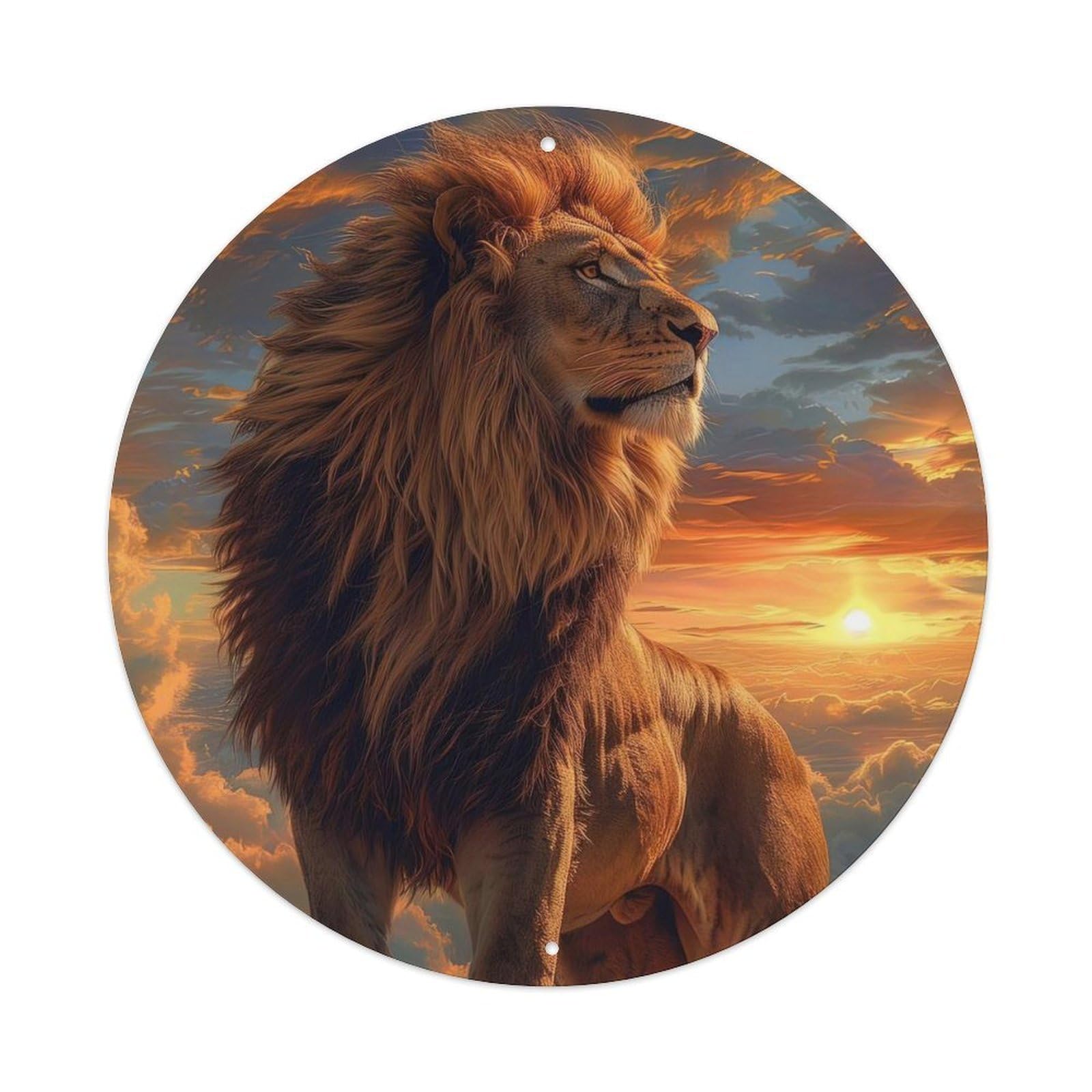 Animal Sunset And Lion Metal Tin Sign
