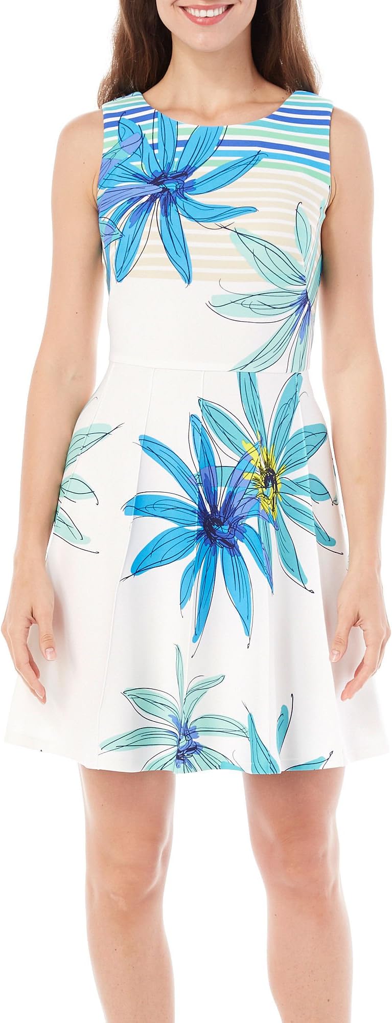 Julian Taylor Women's Sleeveless Floral Printed Fit-and-Flare Dress
