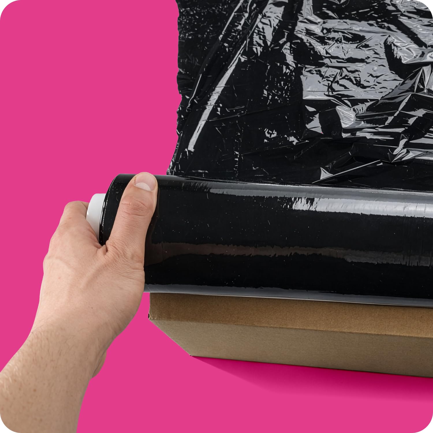 Netuno 6x rollo de film estirable negro 1,5 kg peso ancho 50 cm espesor 23 µm lámina elástica película de polietileno retráctil para embalar paletas paquetes cajas mudanzas transporte almacenaje