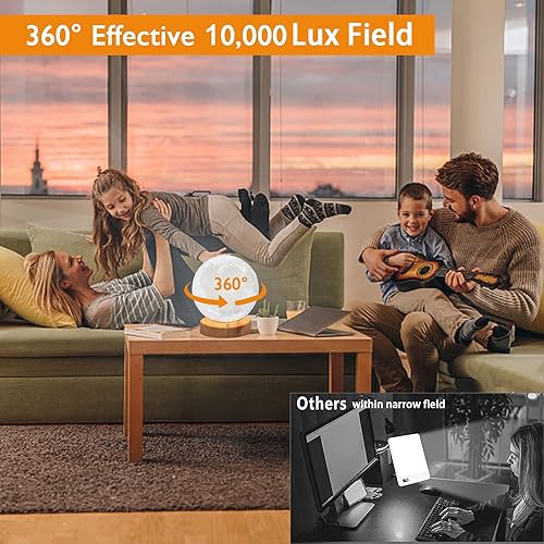 Miniatura 4 de Lámpara de terapia de luz de 10000 Lux, lámparas de luz solar feliz sin UV con 3 temperaturas de color, brillo ajustable, temporizador y función de