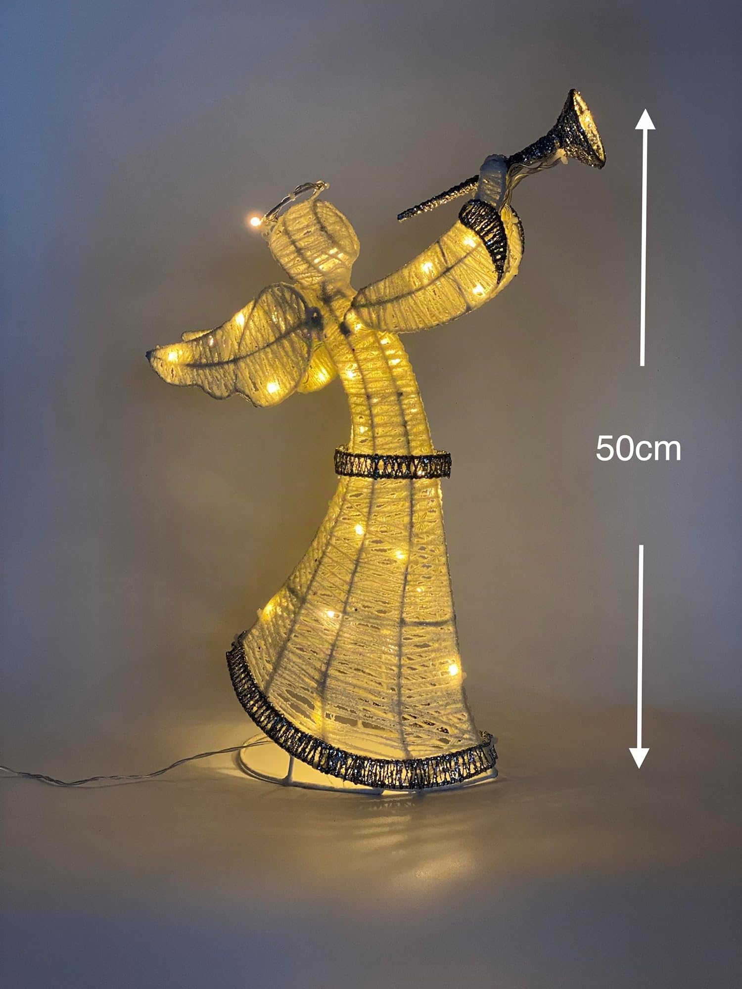 Relax Serie - Ángel Set LED, grande y pequeño, figuras de iluminación navideña, blanco cálido, luz continua, con temporizador, IP44, exterior e interior
