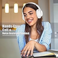 Vista 6 de KVIDIO Auriculares Bluetooth sobre la oreja, 65 horas de reproducción, auriculares inalámbricos con micrófono, auriculares ligeros plegables
