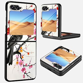 Case for Samsung Galaxy Z Flip 5 2023, Ultra Thin Hard PC Shookproof Folding Anti-Drop Wear-Resistant Protection Phone Case for Galaxy Z Flip 5,Bird and Flower
