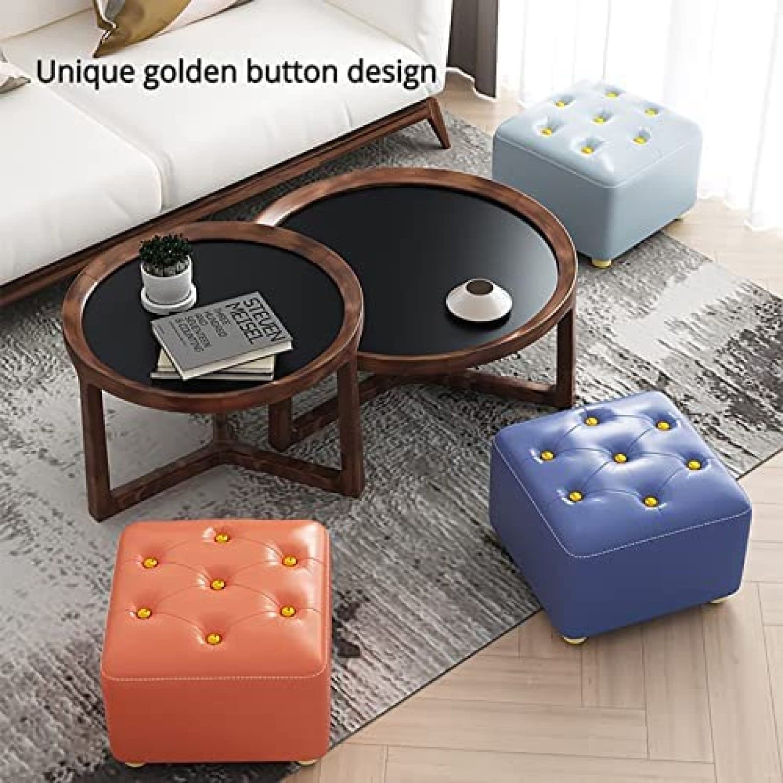 Amazon｜オットマン スツール オットマン フットレスト ゴールドボタン