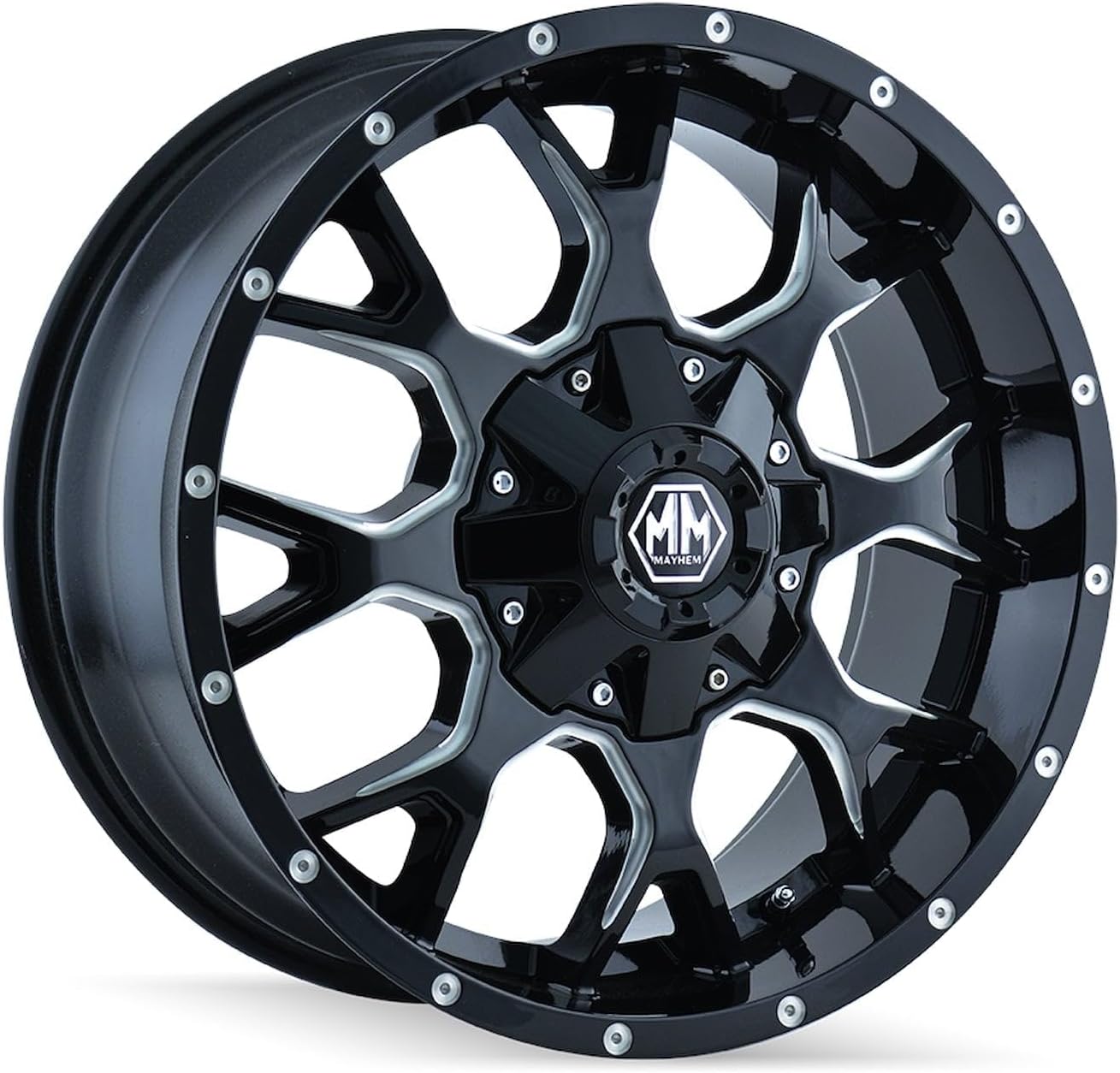 MAYHEM WARRIOR 8015 GLOSS BLACK MILLED 17X9 8-170 18MM 125.2MM
