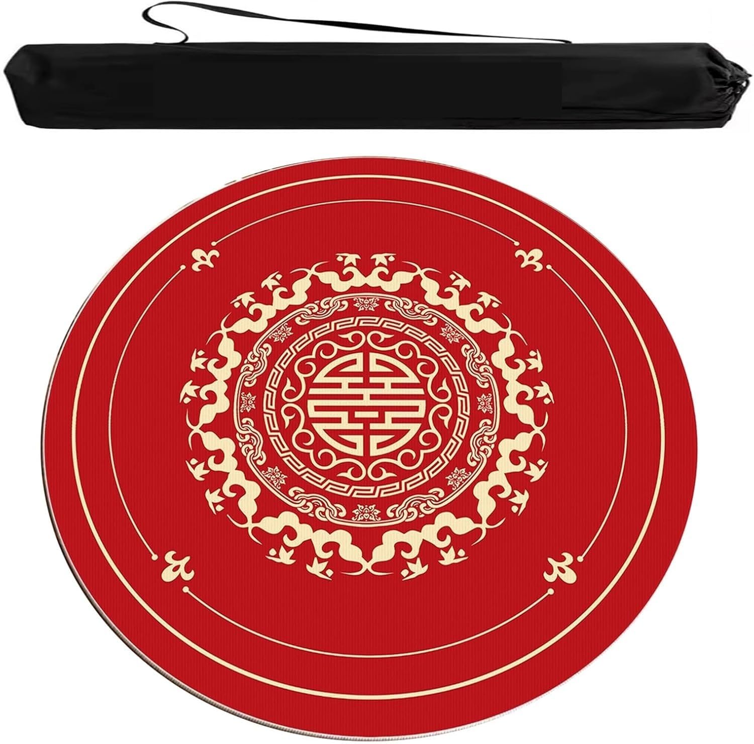 Round Mahjong Mat，Table Cover for Mahjong， Round Mahjong Tile Game Table Mat And Cover With Carrying Bag Multicolor Multiple Sizes(Red,51.18x51.18 in)