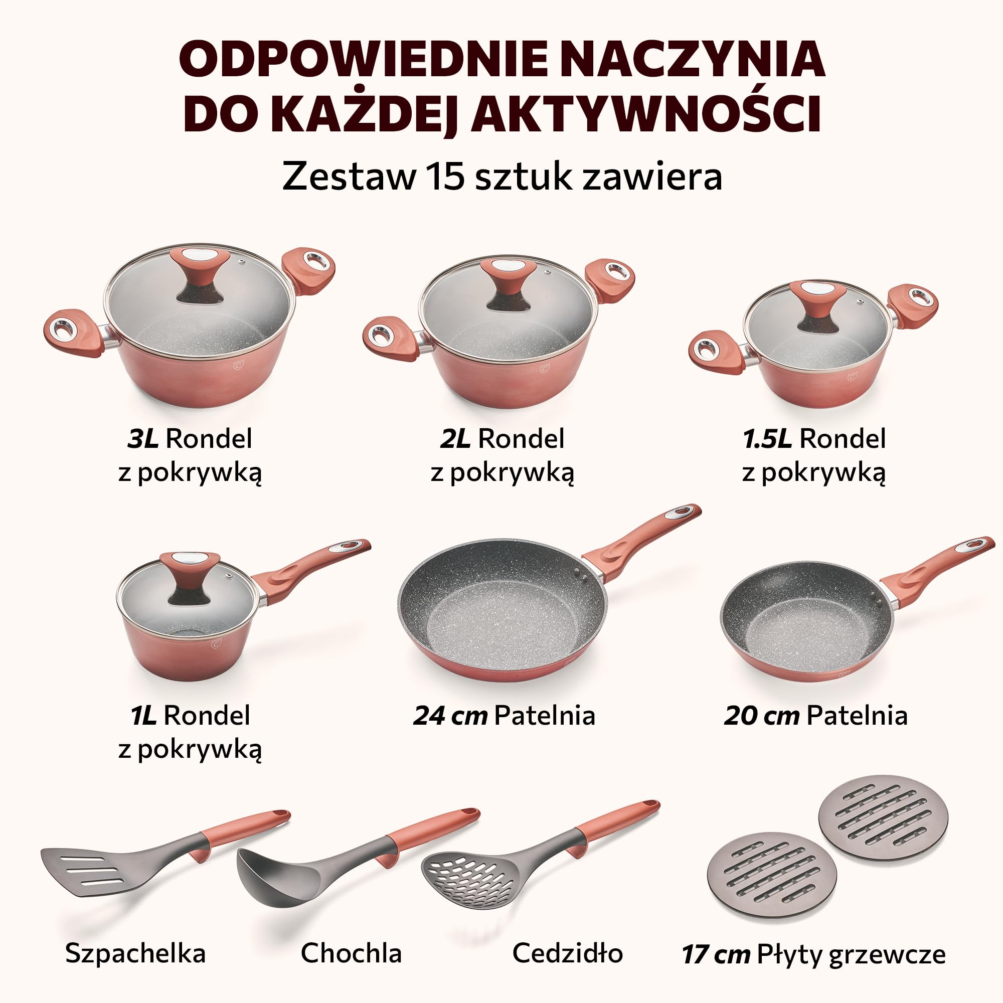 Zestaw Naczyń Indukcyjnych -15-częściowy Zestaw Garnków Indukcyjnych - Zestaw Garnków Z Powłoką - Zestaw Garnków i Patelni Zapobiegającą Przywieraniu - Zestaw Naczyń Do Gotowania
