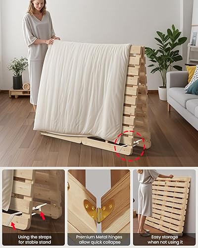 Miniatura 4 de Tapete de tatami japonés, marco de cama de tatami, marco de cama plegable de madera para colchón de futón, ropa de cama transpirable para dormir,