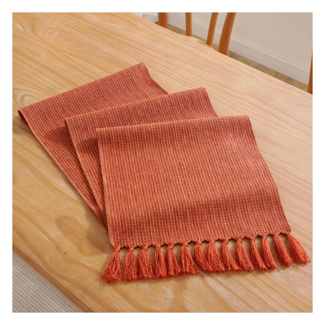 NIUSABOU Kitchen Dining TableDecoration, Table Runner With Tassel Multicolor Multiple Sizes(Orange,33x240cm(12.9x94.4in))