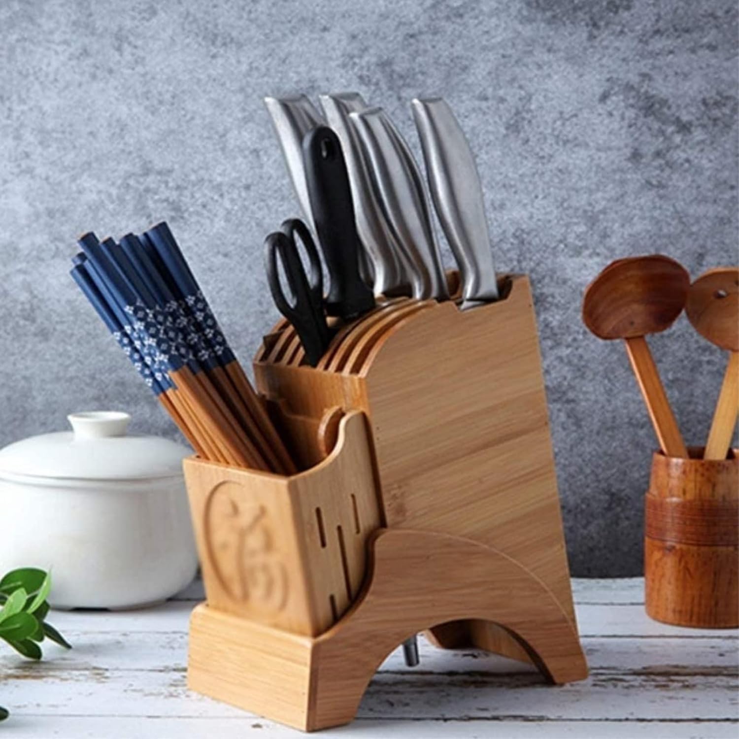 Knife Block Storage Stand Kitchen,Only Selling Cutter Holder,Wood Supplies Tool Multifunctional